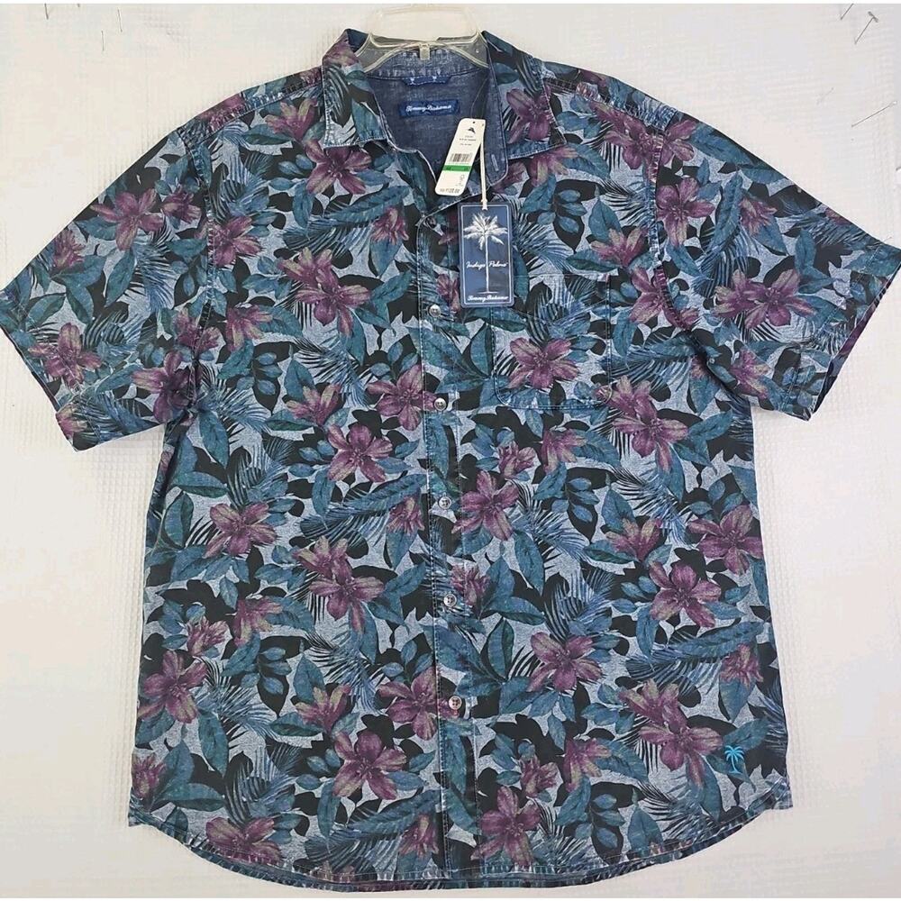 Tommy Bahama ~Men's Size L~ Multicolor Blue Bay Gardens 100% Cotton Shirt NWT - Picture 8 of 16